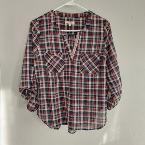 Skies are Blue XS Red/Blue Plaid Women's Shirt